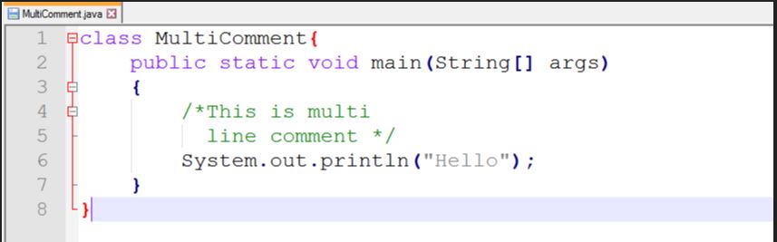 Multi Line Comment : Example